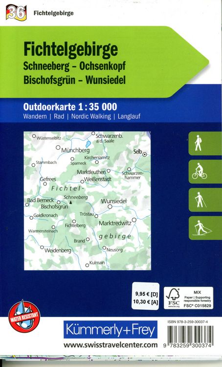 Produktbild: K&uuml;mmerly+Frey Outdoorkarte Deutschland 36 Fichtelgebirge 1:35.000