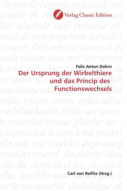 Produktbild: Dohrn, F: Der Ursprung der Wirbelthiere und das Princip des