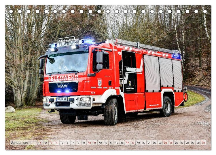 Produktbild: Feuerwehrfahrzeuge (Tischkalender 2026 DIN A5 quer), CALVENDO Monatskalender