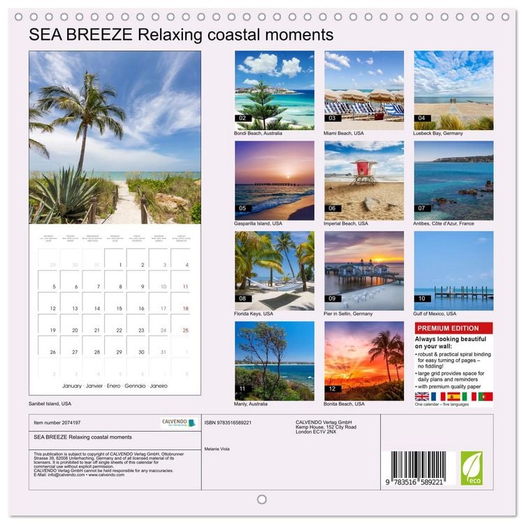 Produktbild: SEA BREEZE Relaxing coastal moments (Wall Calendar 2026 12 &times; 12 Inch) CALVENDO 12 Month Wall Calendar