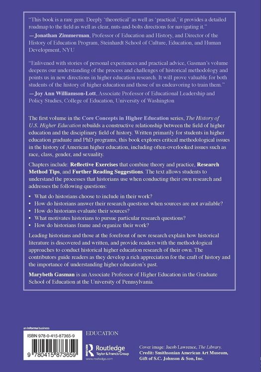 Produktbild: The History of U.S. Higher Education - Methods for Understanding the Past
