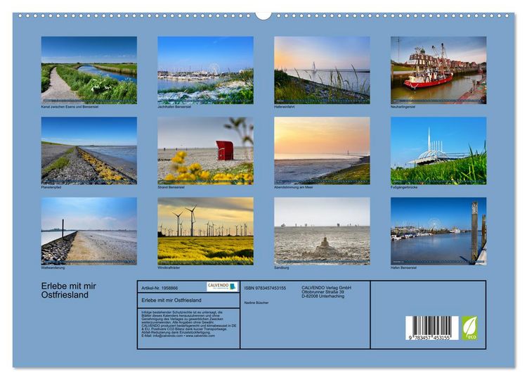 Produktbild: Erlebe mit mir Ostfriesland (hochwertiger Premium Wandkalender 2026 DIN A2 quer), Kunstdruck in Hochglanz