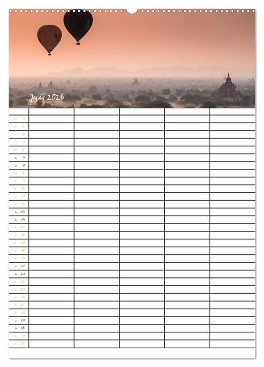 Produktbild: Goldenes Myanmar - Familienkalender 2026 (Wandkalender 2026 DIN A2 hoch), CALVENDO Monatskalender