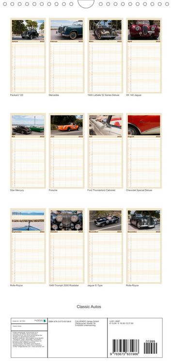 Produktbild: Classic Autos - Familienplaner hoch (Wandkalender 2022 , 21 cm x 45 cm, hoch)