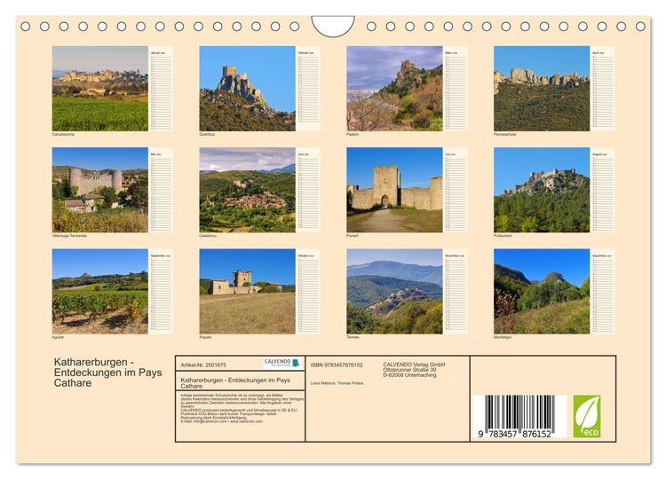 Produktbild: Katharerburgen - Entdeckungen im Pays Cathare (Wandkalender 2026 DIN A4 quer), CALVENDO Monatskalender