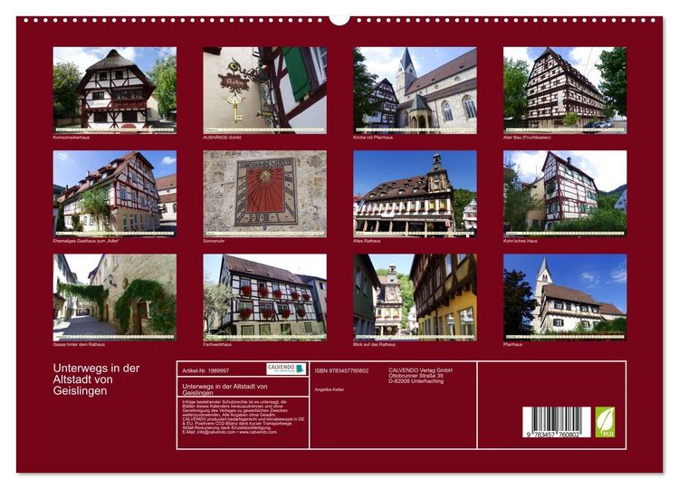 Produktbild: Unterwegs in der Altstadt von Geislingen (hochwertiger Premium Wandkalender 2026 DIN A2 quer), Kunstdruck in Hochglanz