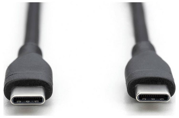 Produktbild: Digitus USB-C&reg; Kabel USB 2.0 USB-C&reg; Stecker 2.00m Schwarz (matt) exzellente Alterungseigenschaften, Flexibel, flexibler