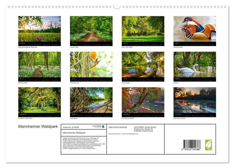 Produktbild: Mannheimer Waldpark (hochwertiger Premium Wandkalender 2026 DIN A2 quer), Kunstdruck in Hochglanz