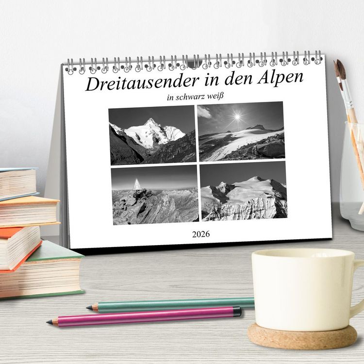 Produktbild: Dreitausender in den Alpen (Tischkalender 2026 DIN A5 quer), CALVENDO Monatskalender