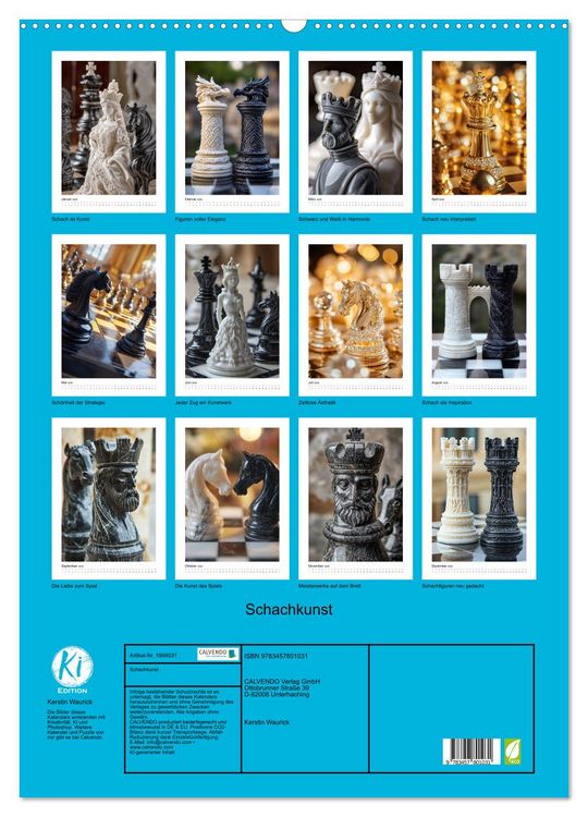 Produktbild: Schachkunst (Wandkalender 2026 DIN A2 hoch), CALVENDO Monatskalender