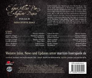 Produktbild: Die geheimnisvollen F&auml;lle von Edgar Allan Poe und Auguste Dupin - Der letzte Tanz,1 Audio-CD