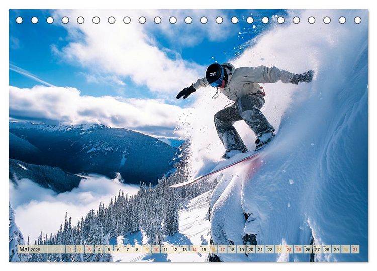 Produktbild: Snowboarden - tolle Momente (Tischkalender 2026 DIN A5 quer), CALVENDO Monatskalender