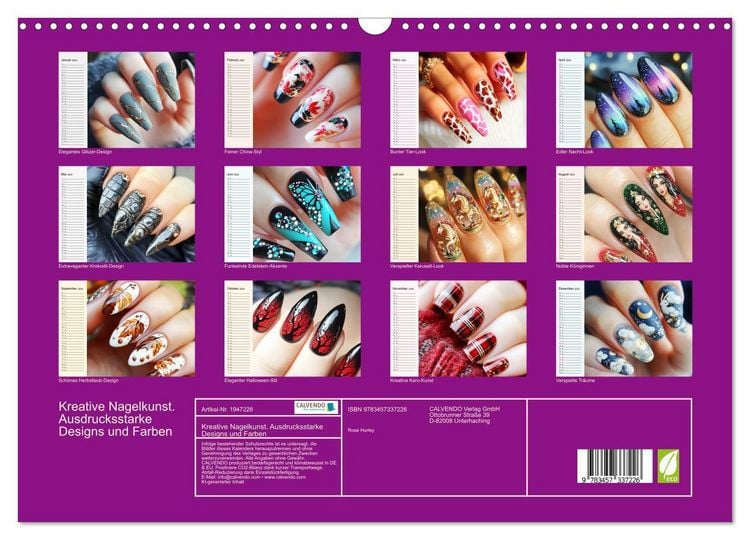 Produktbild: Kreative Nagelkunst. Ausdrucksstarke Designs und Farben (Wandkalender 2026 DIN A3 quer), CALVENDO Monatskalender