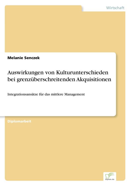 Produktbild: Auswirkungen von Kulturunterschieden bei grenz&uuml;berschreitenden Akquisitionen