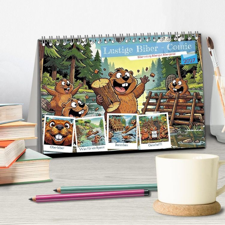 Produktbild: Lustige Biber - Comic (Tischkalender 2027 DIN A5 quer), CALVENDO Monatskalender