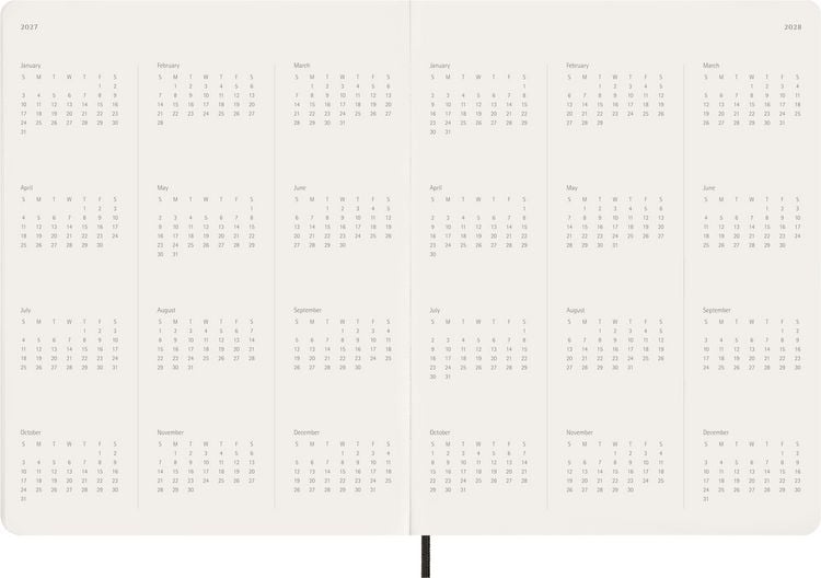 Produktbild: Moleskine 15 Monate Essential Wochenkalender 2026/2027, 1 Wo = 2 Seiten, vertikal, XXL, weicher Einband, Schwarz