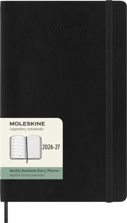 Produktbild: Moleskine 18 Monate Wochenkalender 2026/2027, L/A5, 1 Wo = 1 Seite, Rechts Linierte Seite, Weicher Einband, Schwarz