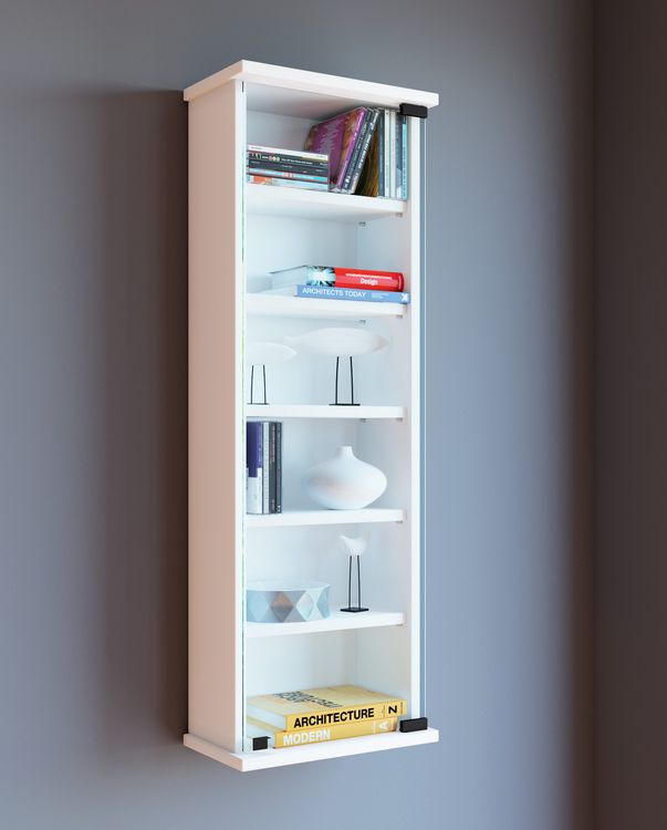 Produktbild: Holz CD DVD Wandregal Schrank Loposa Glast&uuml;r