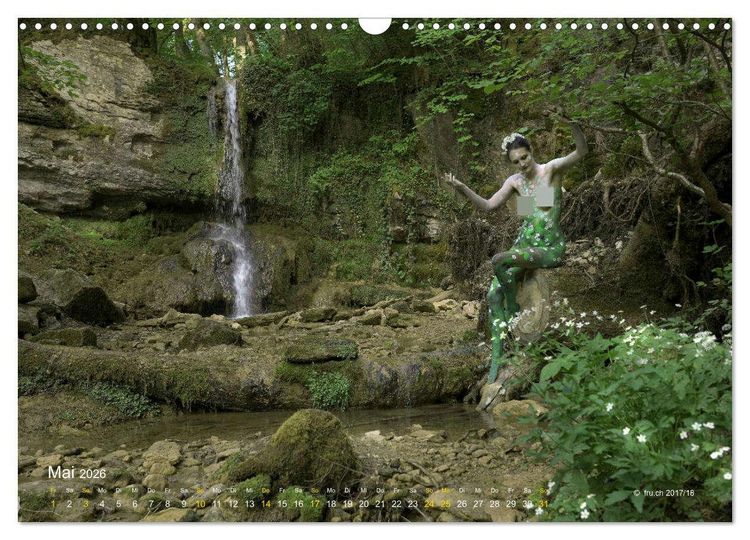 Produktbild: BODYPAINTING AM WASSERFALL VON LINN (Wandkalender 2026 DIN A3 quer), CALVENDO Monatskalender