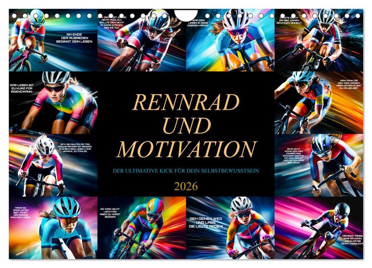 Produktbild: Rennrad und Motivation (Wandkalender 2026 DIN A4 quer), CALVENDO Monatskalender