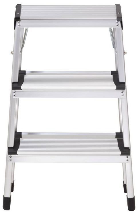 Produktbild: TOOLCRAFT TO-10104642 Aluminiumlegierung Stufen-Doppelleiter klappbar, Montage ohne Werkzeug Silber EN 14183 2.87 kg