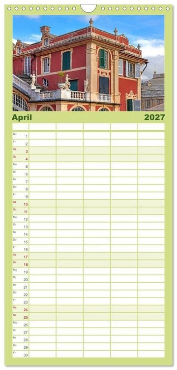 Produktbild: Familienplaner 2027 - Die zeitlose Sch&ouml;nheit von Genua mit 5 Spalten (Wandkalender, 21 x 45 cm) CALVENDO
