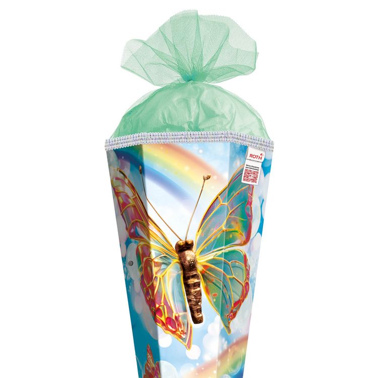 Produktbild: Motivschult&uuml;te, Rainbow Butterfly, 85 cm, Soundmodul, Glitzerborte