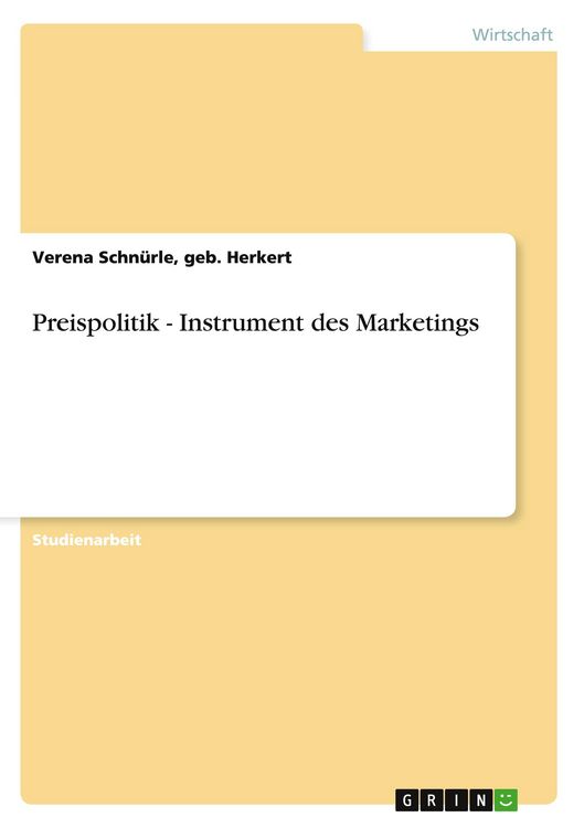 Produktbild: Preispolitik - Instrument des Marketings