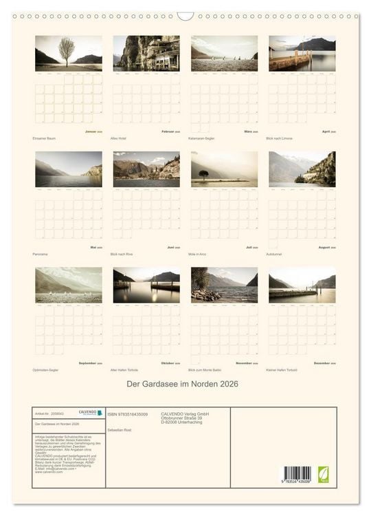 Produktbild: Der Gardasee im Norden 2026 (Wandkalender 2026 DIN A2 hoch), CALVENDO Monatskalender