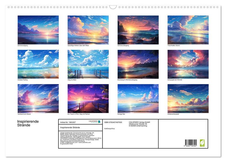 Produktbild: Inspirierende Str&auml;nde (Wandkalender 2026 DIN A2 quer), CALVENDO Monatskalender