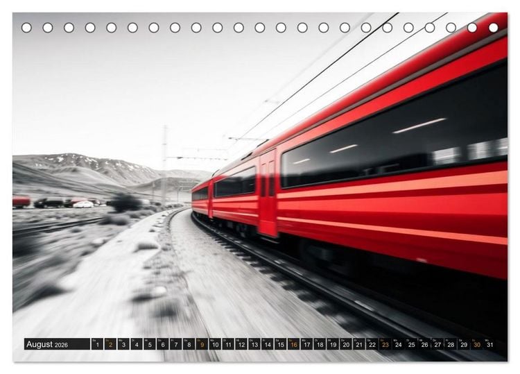 Produktbild: BLITZschnell - Z&uuml;ge und Flugzeuge in Bewegung - Color-Key (Tischkalender 2026 DIN A5 quer), CALVENDO Monatskalender