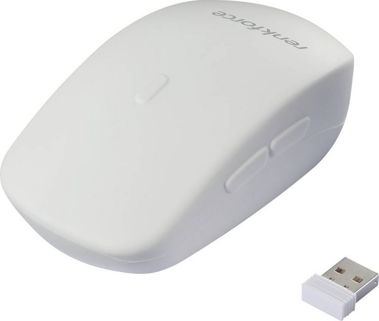Produktbild: Renkforce RF-WRM-300 Hygiene-Maus Kabellos Optisch Wei&szlig; 5 Tasten 800 dpi, 1000 dpi, 1200 dpi Spritzwassergesch&uuml;tzt