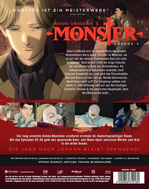 Produktbild: MONSTER - Volume 3 (Ep. 25-36) - Steelbook [2 BRs]