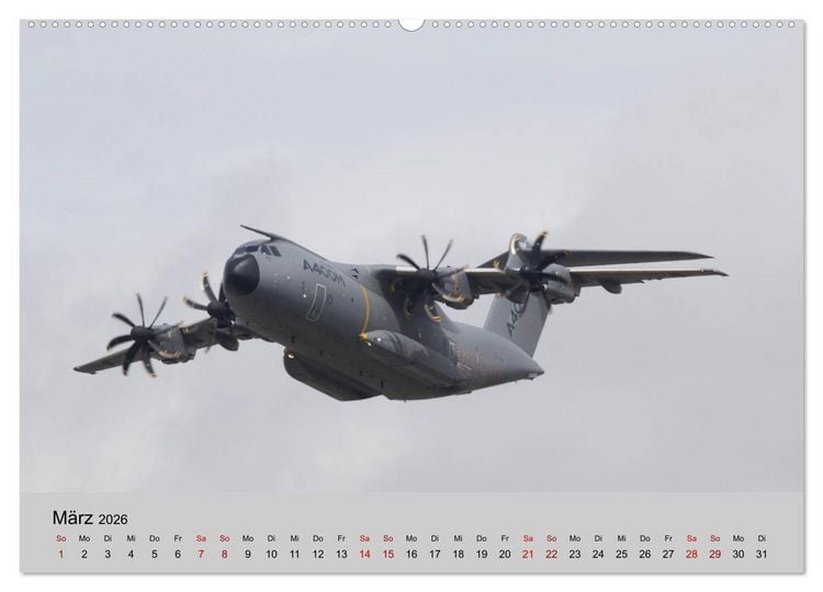 Produktbild: Transportflugzeug Airbus A400M Atlas (hochwertiger Premium Wandkalender 2026 DIN A2 quer), Kunstdruck in Hochglanz
