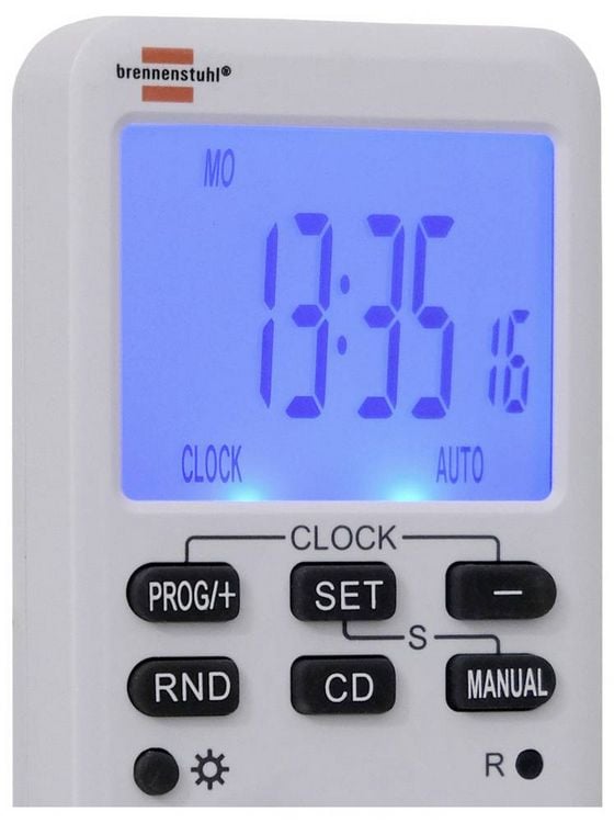 Produktbild: Brennenstuhl 1506320 Zeitschaltuhr digital Wochenprogramm 3600 W IP20 Countdown-Funktion, Dauerbetrieb, EIN/AUTO/AUS-Programm, Zufallsfunktion, Time