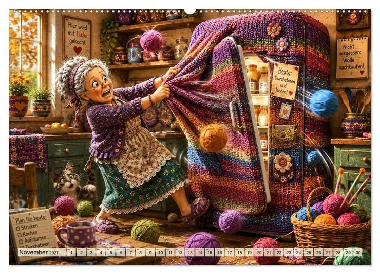 Produktbild: Die strickende Oma (Wandkalender 2027 DIN A2 quer), CALVENDO Monatskalender