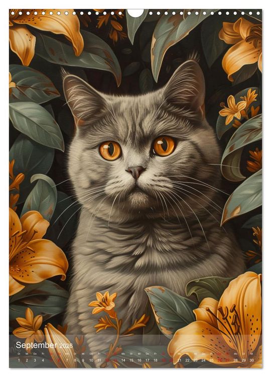 Produktbild: Katzen Kunstillustrationen (Wandkalender 2026 DIN A3 hoch), CALVENDO Monatskalender
