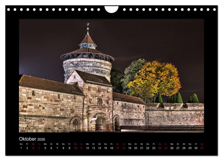 Produktbild: N&uuml;rnberg - Die Altstadt bei Nacht (Wandkalender 2026 DIN A4 quer), CALVENDO Monatskalender