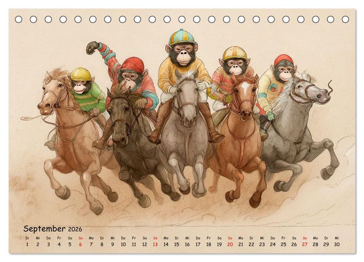 Produktbild: Verr&uuml;ckte Affenwelt (Tischkalender 2026 DIN A5 quer), CALVENDO Monatskalender