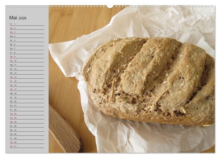 Produktbild: Frisch gebackene Brote und Br&ouml;tchen (hochwertiger Premium Wandkalender 2026 DIN A2 quer), Kunstdruck in Hochglanz