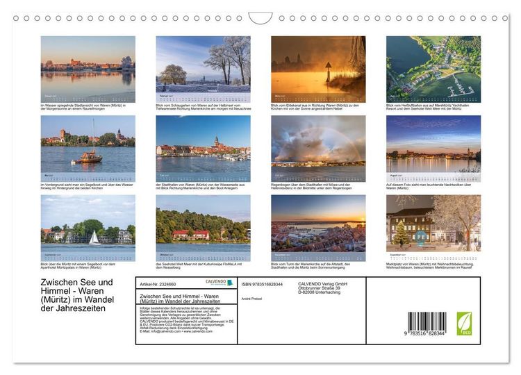 Produktbild: Zwischen See und Himmel - Waren (M&uuml;ritz) im Wandel der Jahreszeiten (Wandkalender 2027 DIN A3 quer), CALVENDO Monatskalender