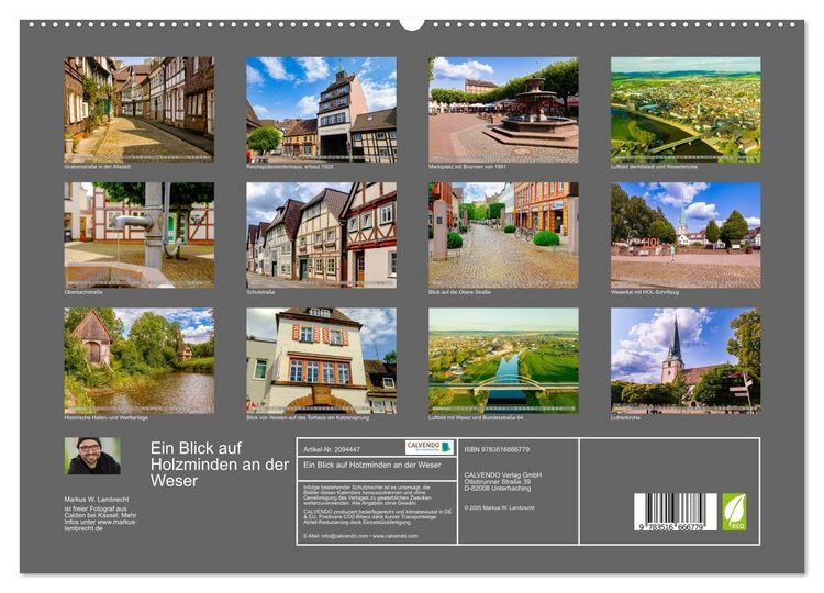 Produktbild: Ein Blick auf Holzminden an der Weser (hochwertiger Premium Wandkalender 2026 DIN A2 quer), Kunstdruck in Hochglanz