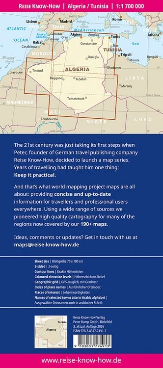 Produktbild: Reise Know-How Landkarte Algerien, Tunesien | Algeria, Tunisia (1:1.700.000)