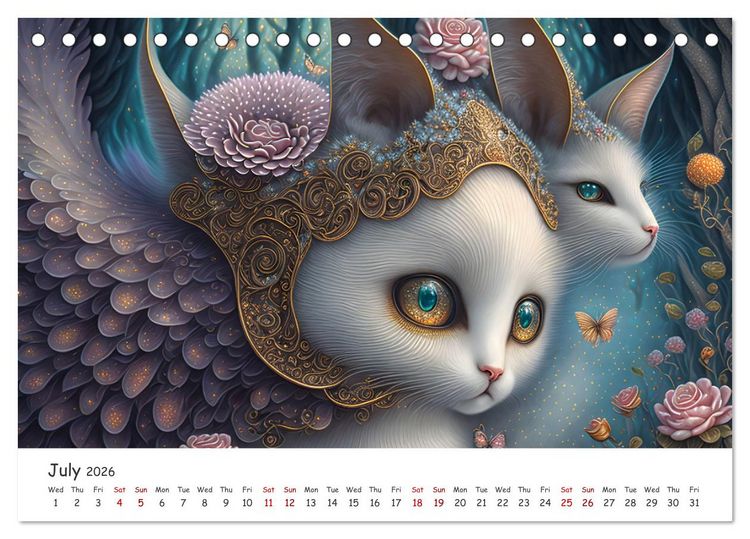 Produktbild: Fabulous creatures - In the land of mythical creatures (Desk Calendar 2026 DIN A5 landscape), CALVENDO 12 Month DeskCalendar