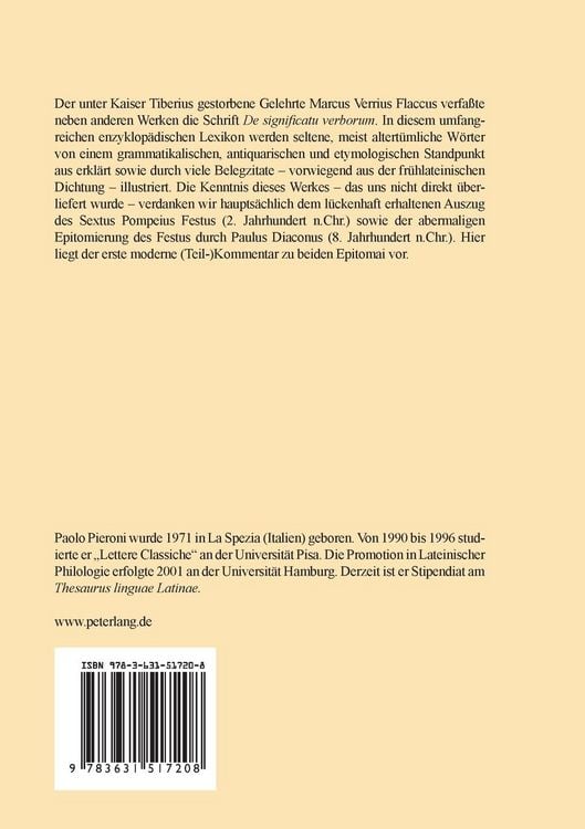Produktbild: Marcus Verrius Flaccus&rsquo; &laquo;De significatu verborum&raquo; in den Ausz&uuml;gen von Sextus Pompeius Festus und Paulus Diaconus