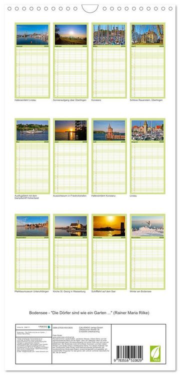 Produktbild: Familienplaner 2026 - Bodensee - "Die D&ouml;rfer sind wie ein Garten ..." (Rainer Maria Rilke) mit 5 Spalten (Wandkalender, 21 x 45 cm) CALVENDO