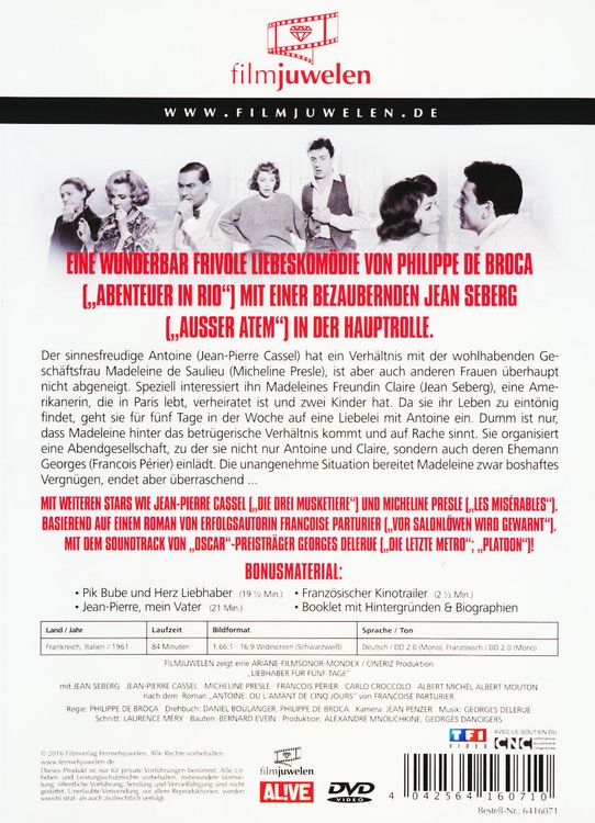 Produktbild: Liebhaber f&uuml;r f&uuml;nf Tage - filmjuwelen