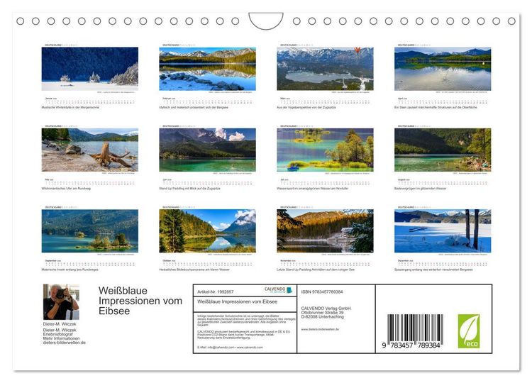 Produktbild: Wei&szlig;blaue Impressionen vom Eibsee (Wandkalender 2026 DIN A4 quer), CALVENDO Monatskalender