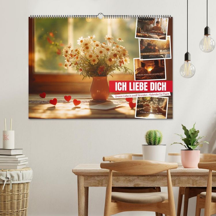 Produktbild: ICH LIEBE DICH - Unsere Liebe in zw&ouml;lf Gr&uuml;nden (Wandkalender 2026 DIN A2 quer), CALVENDO Monatskalender