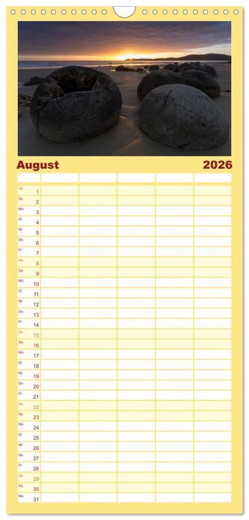Produktbild: Familienplaner 2026 - Neuseeland - ein Naturparadies mit 5 Spalten (Wandkalender, 21 x 45 cm) CALVENDO